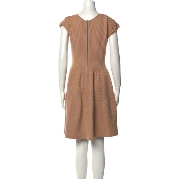 NWT SANDRO | Scoop Neck Ribbed Mini A-Line Dress in Taupe | Size SANDRO 2 (US 6) - Picture 2 of 13